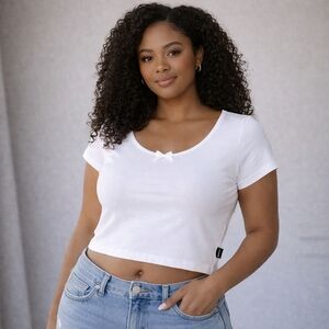 Vans Checkerboard Bow Crop Top White Large VN000XA5FS8 New With Tags